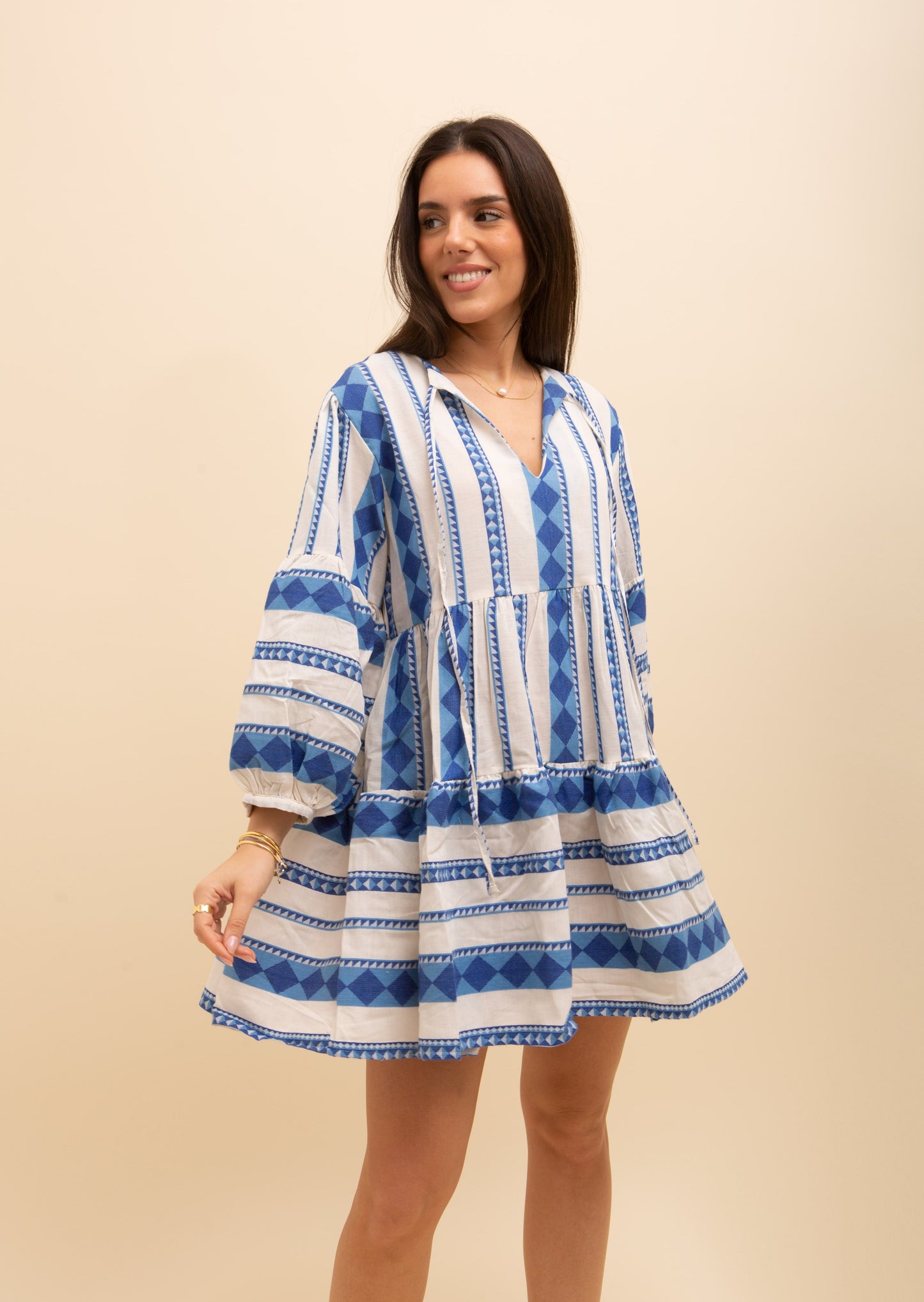 Mini Caftan Long Sleeve Dress