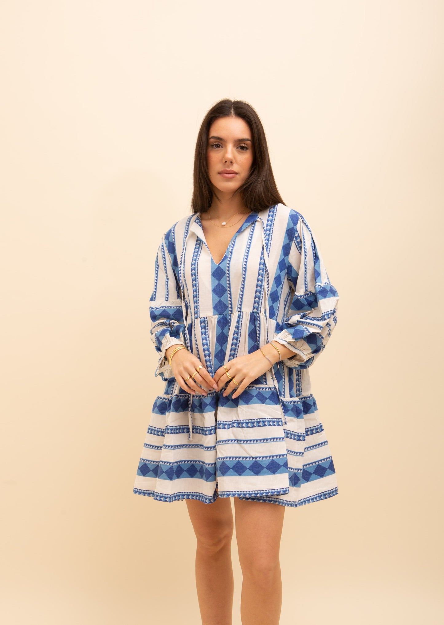 Mini Caftan Long Sleeve Dress