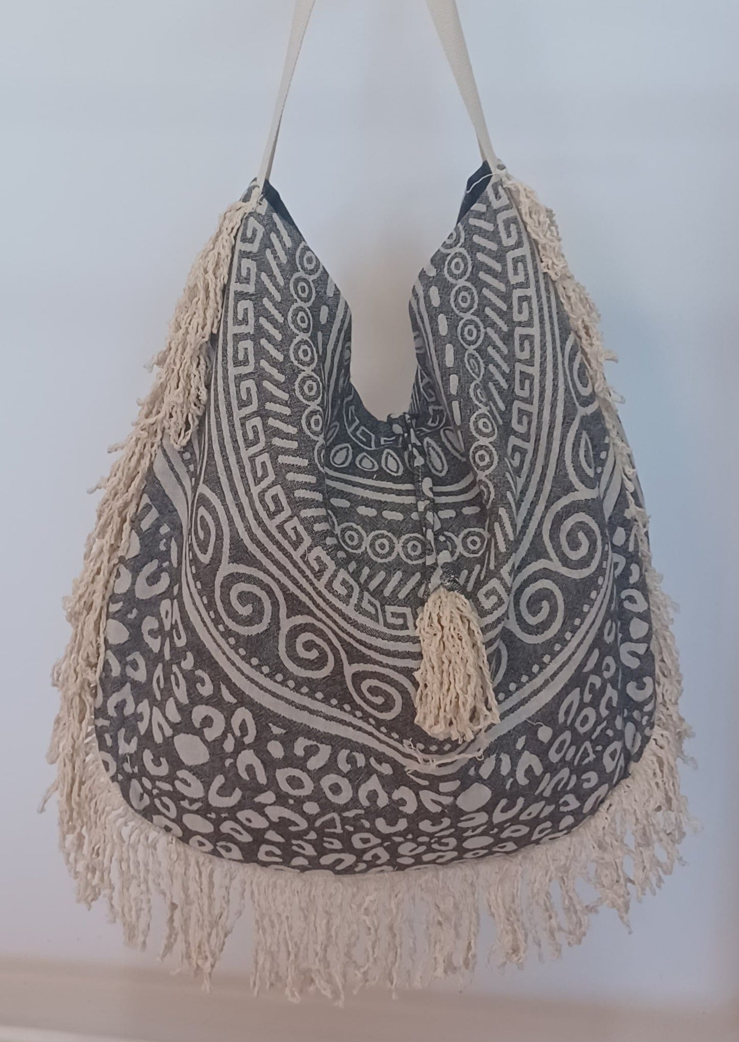 Maxi Cotton Beach Bag w/ Fringe