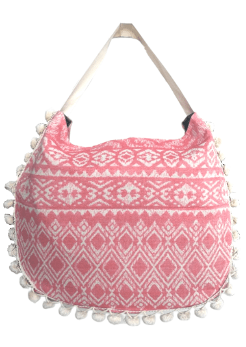 Maxi Cotton Beach Bag Hydra w/ PomPoms