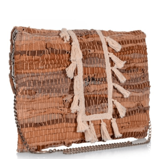 Handmade Traditional Greek Brown Leather Kourelou Clutch