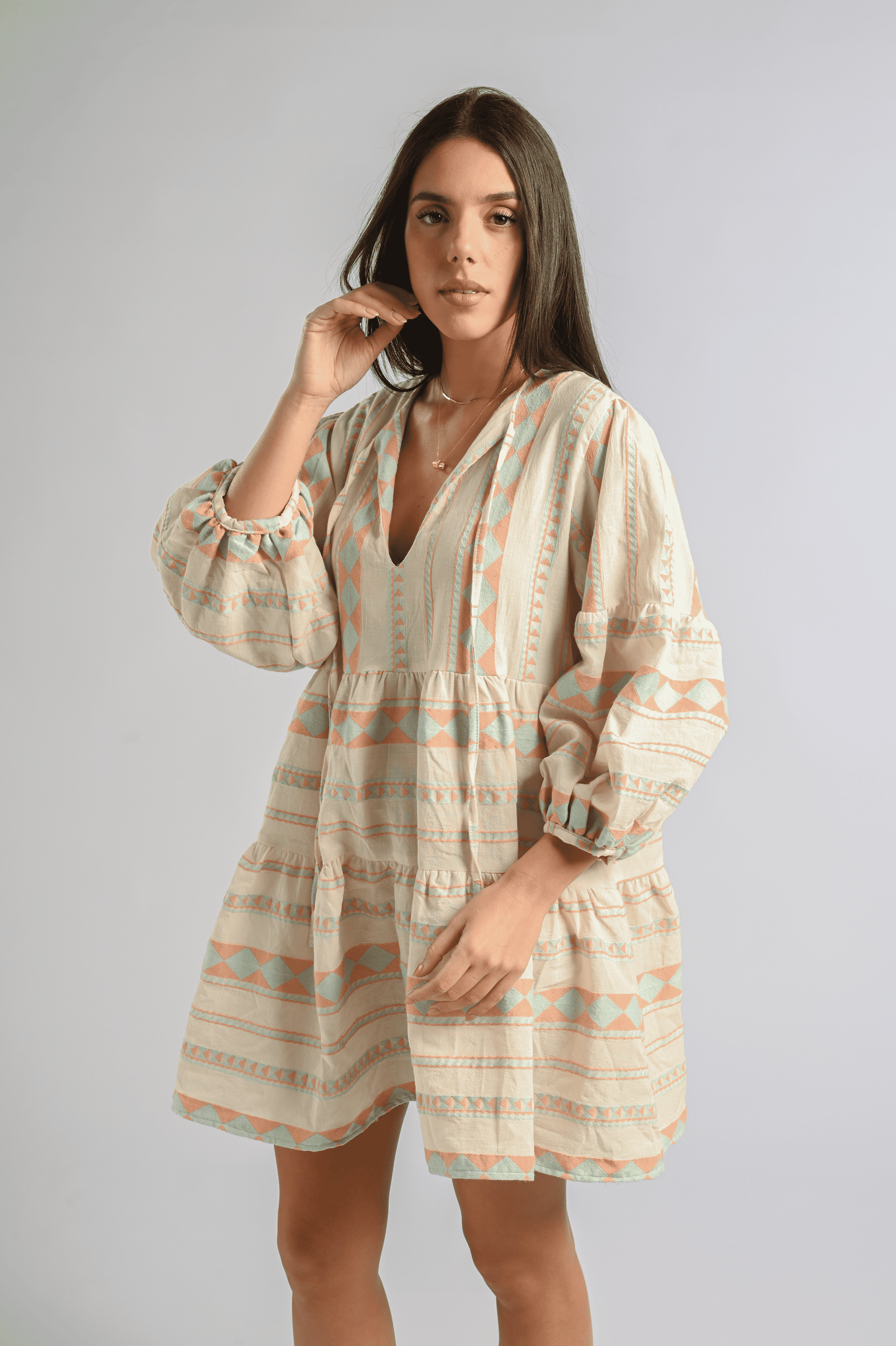 Mini Caftan Long Sleeve Dress