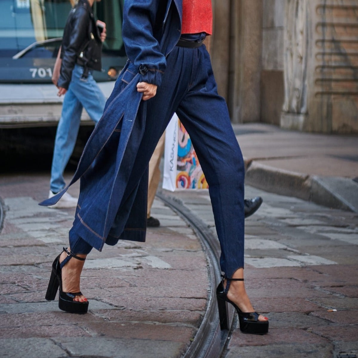 Handmade Raw Denim Stirrup Pants Jeans stirrup trousers