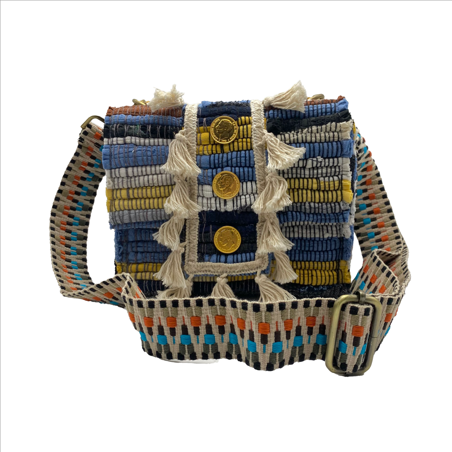 Handmade Traditional Greek Unique Cotton Kourelou Handbags with Fabric Strap