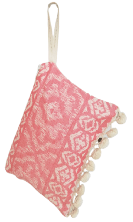 Cotton Clutch w/ Decorative PomPoms or Fringe