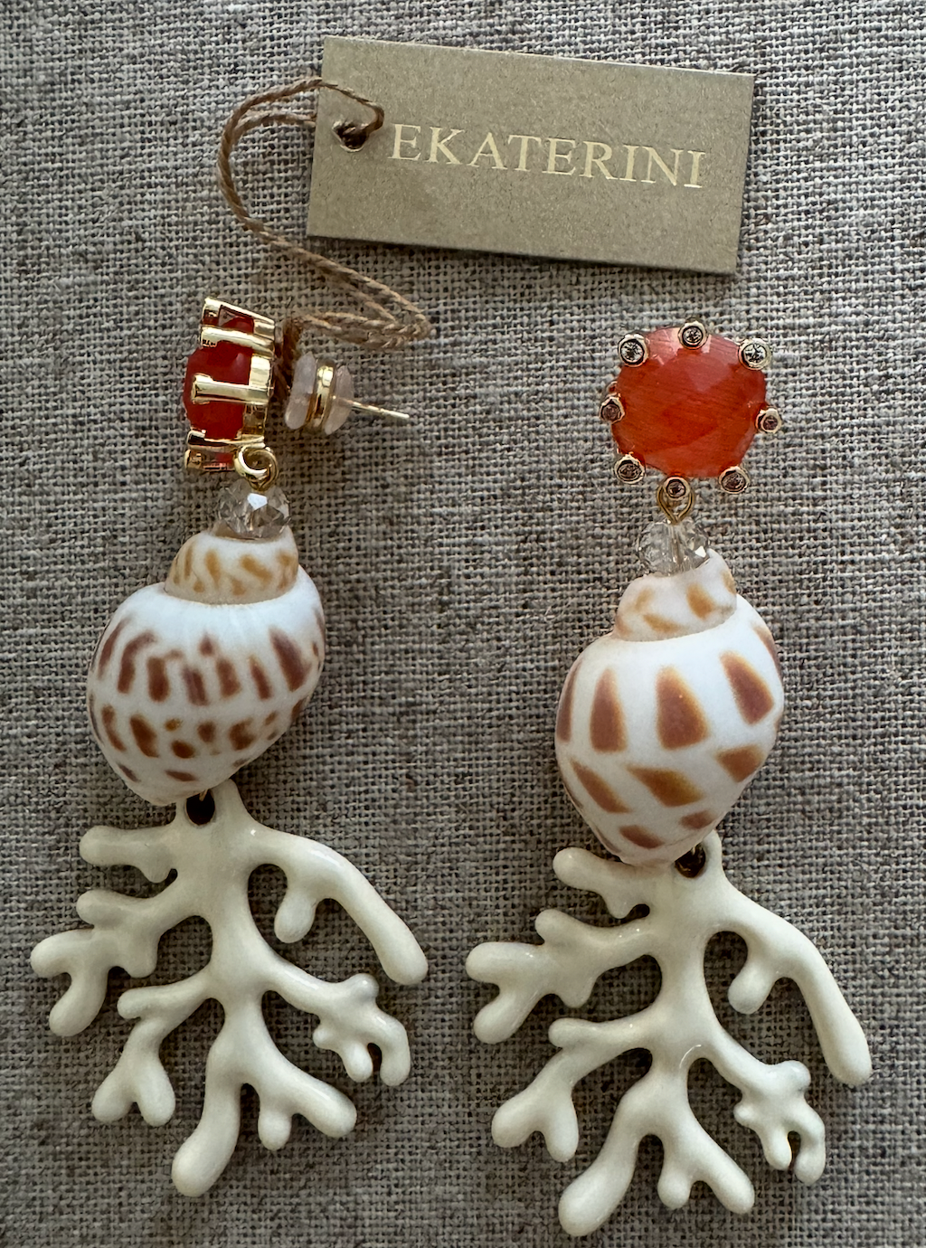 Maxi Earrings OCEANIA with Enameled Coral