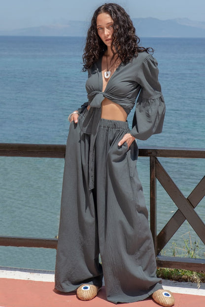 Wrap top with wide sleeves "Hera" Wrap Shirt