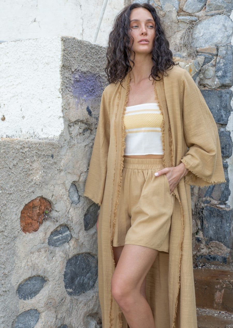 Relaxed Fit One Size Beach Kimono "Ageras" w/ Slits