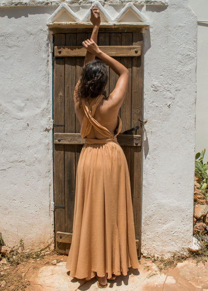 One Size Maxi Beach Dress "Epsilon" with asymmetric cut detail &amp; halter neck