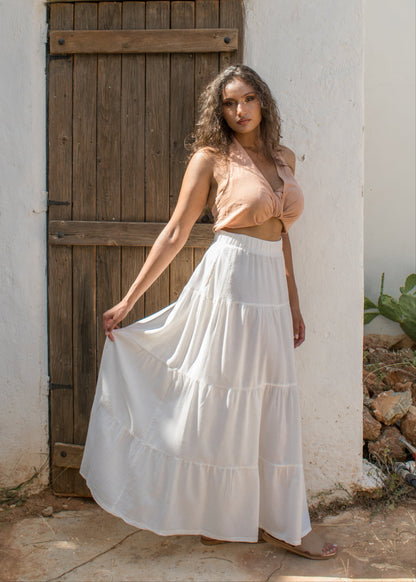 "Omicron" Elastic Skirt A-line maxi skirt