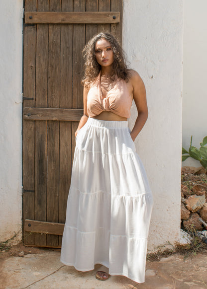 "Omicron" Elastic Skirt A-line maxi skirt